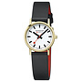 Mondaine Classic horloge - zilverkleurige kast - zwart leren band - 30 mm