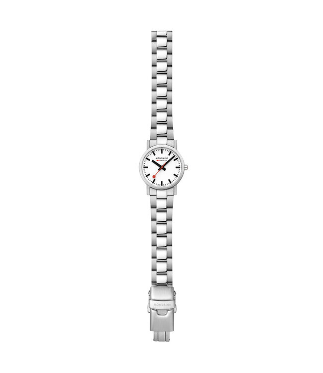 Mondaine Classic horloge - zilverkleurige kast - zilverkleurige mesh band - 30 mm