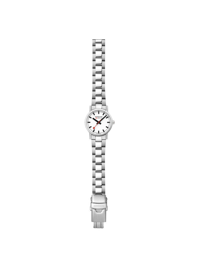 Mondaine Classic horloge - zilverkleurige kast - zilverkleurige mesh band - 30 mm