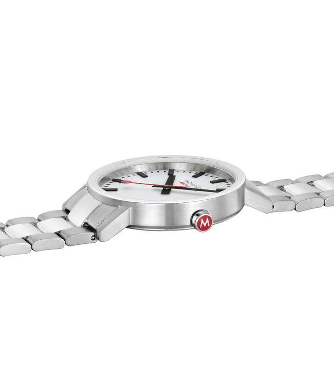 Mondaine Classic horloge - zilverkleurige kast - zilverkleurige mesh band - 40 mm