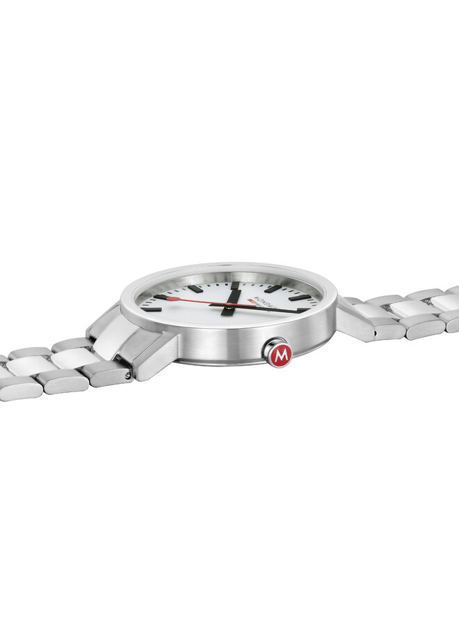 Mondaine Classic horloge - zilverkleurige kast - zilverkleurige mesh band - 40 mm