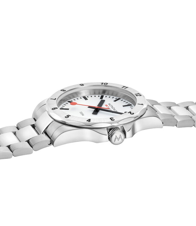Mondaine Numeri horloge - zilverkleurige kast - zilverkleurige stalen band - 42 mm