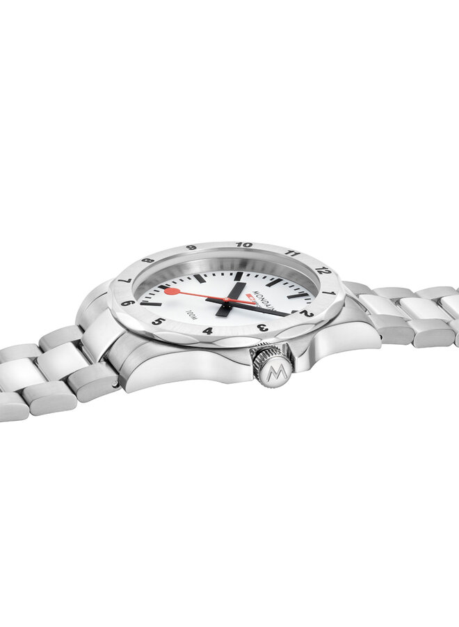 Mondaine Numeri horloge - zilverkleurige kast - zilverkleurige stalen band - 42 mm