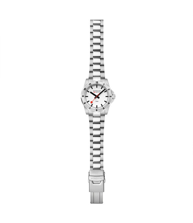 Mondaine Numeri horloge - zilverkleurige kast - zilverkleurige stalen band - 42 mm