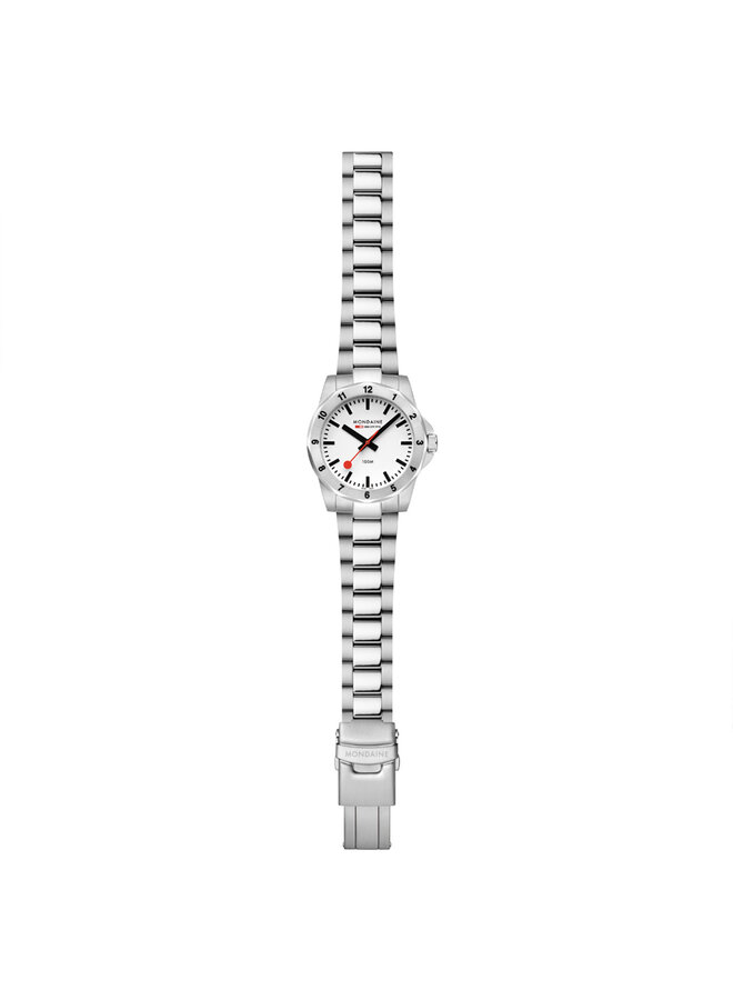 Mondaine Numeri horloge - zilverkleurige kast - zilverkleurige stalen band - 42 mm