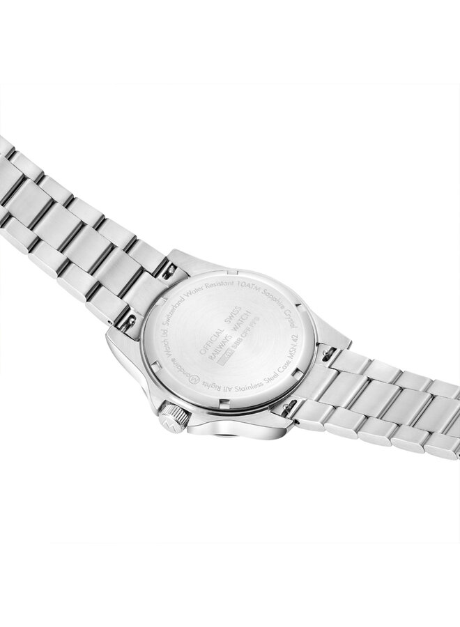 Mondaine Numeri horloge - zilverkleurige kast - zilverkleurige stalen band - 42 mm