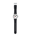 Mondaine Numeri horloge - zilverkleurige kast - zwart rubberen band - 42 mm