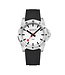 Mondaine Numeri horloge - zilverkleurige kast - zwart rubberen band - 42 mm