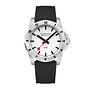 Mondaine Numeri horloge - zilverkleurige kast - zwart rubberen band - 42 mm