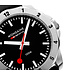 Mondaine Numeri horloge - zilverkleurige kast - zwart rubberen band - 42 mm