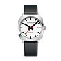 Mondaine Cushion Automatic horloge - zwarte kast - zilverkleurige mesh band - 39 mm