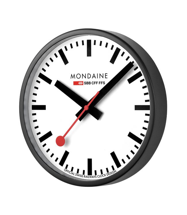 Mondaine Wandklok - zwart - 25 cm - stil uurwerk