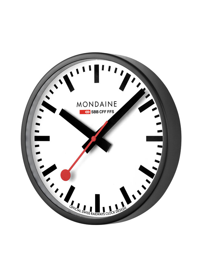 Mondaine Wandklok - zwart - 25 cm - stil uurwerk