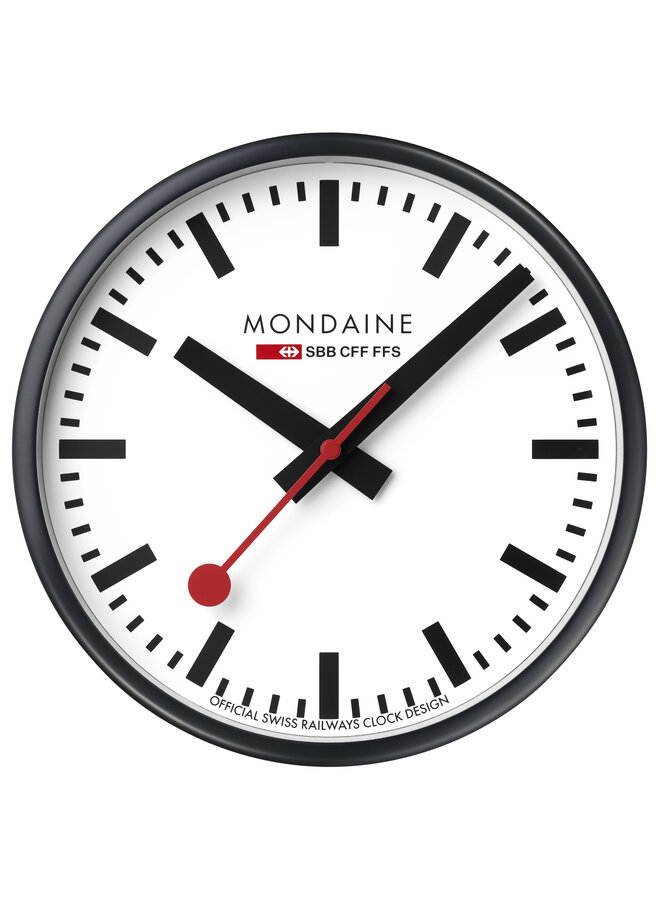 Mondaine Wandklok - zwart - 25 cm - stil uurwerk