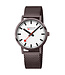 Mondaine Classic horloge - zilverkleurige kast - bruin leren band - 40 mm