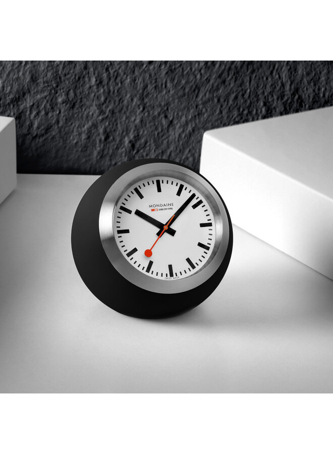 Mondaine Globe bureauklok - zwart - 60 mm - bolvormig design