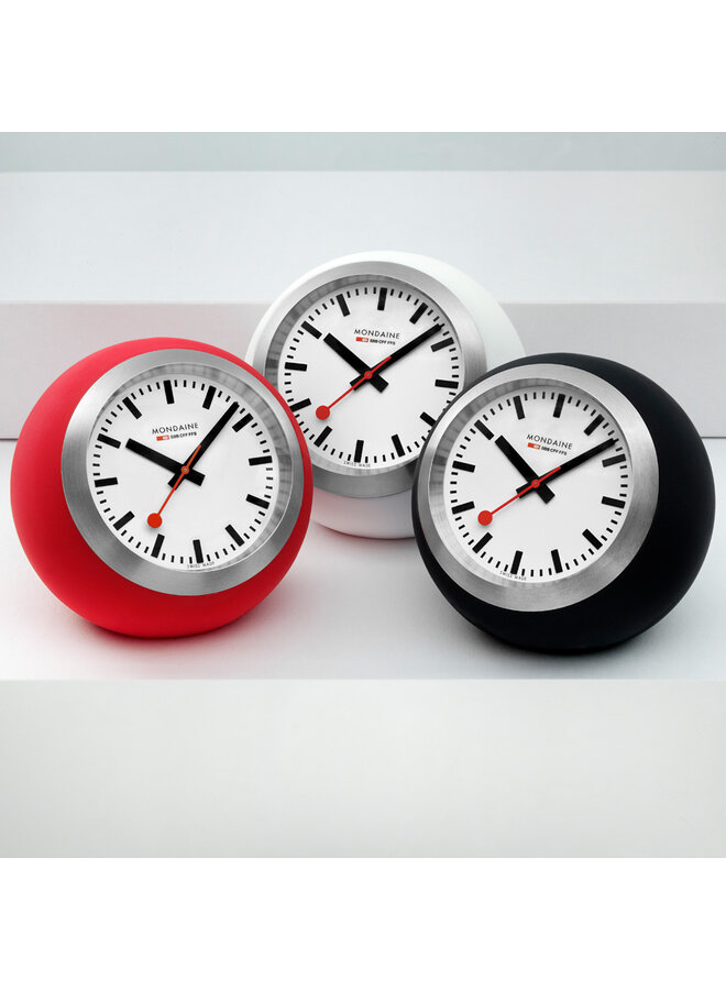 Mondaine Globe bureauklok - rood - 60 mm - bolvormig design