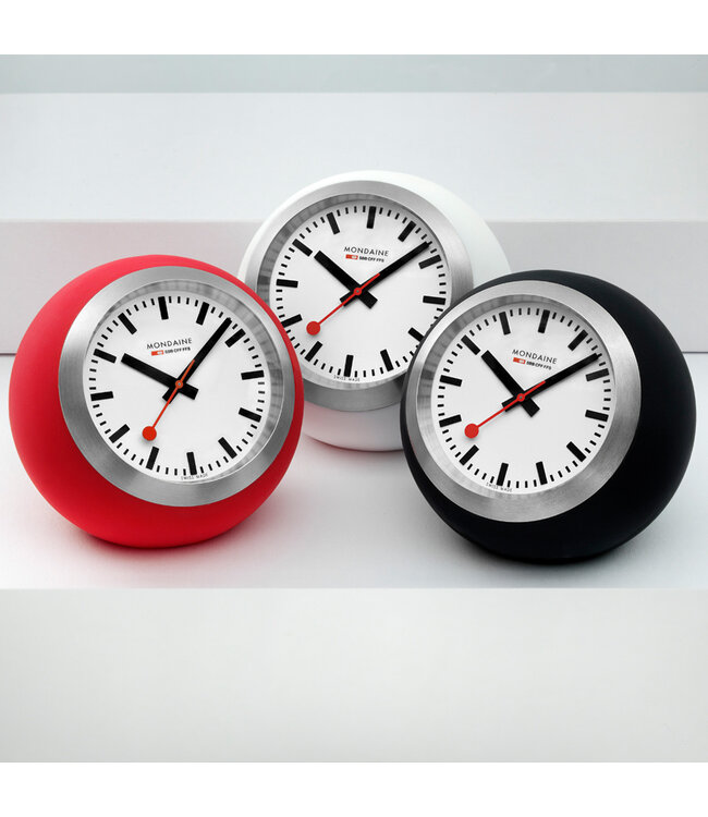 Mondaine Globe bureauklok - wit - 60 mm - bolvormig design