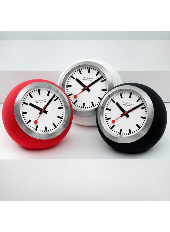 Mondaine Globe bureauklok - wit - 60 mm - bolvormig design