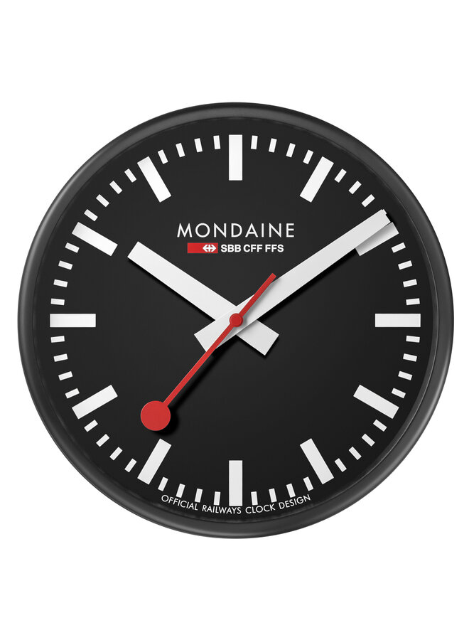 Mondaine Wandklok - zwart - 25 cm - stil uurwerk