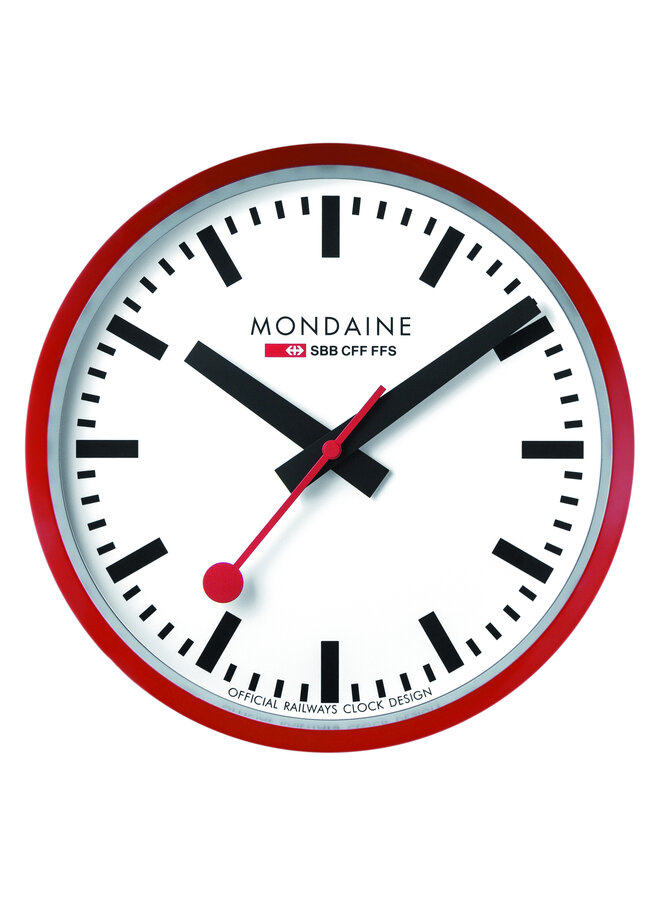 Mondaine Wandklok - rood - 25 cm - stil uurwerk
