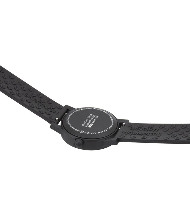 Mondaine Essence horloge - zwarte kast - zwart rubberen band - 32 mm