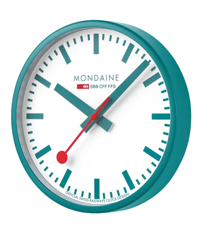 Mondaine Wandklok Limited Edition - Transformative Teal - 25 cm - stil uurwerk