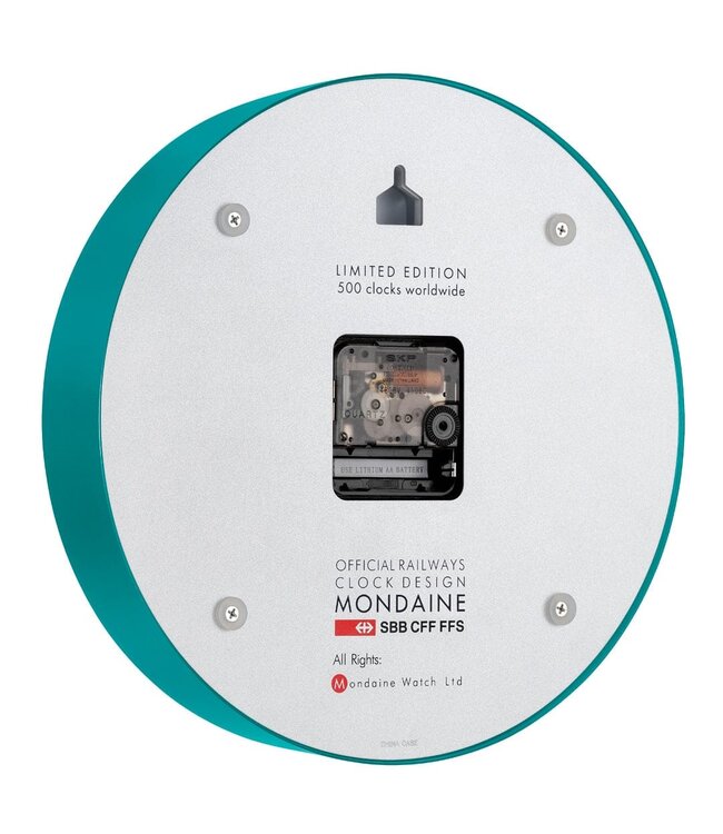 Mondaine Wandklok Limited Edition - Transformative Teal - 25 cm - stil uurwerk