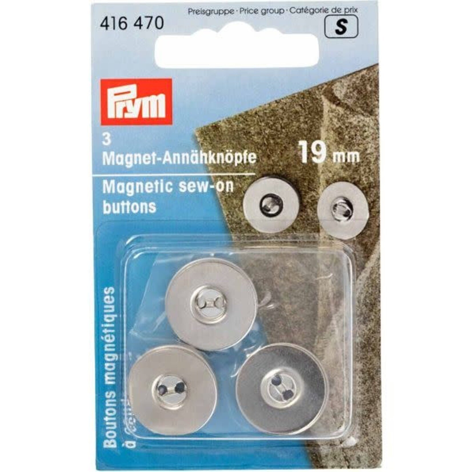 Bouton magnétiques à coudre 19mm 3pcs argent