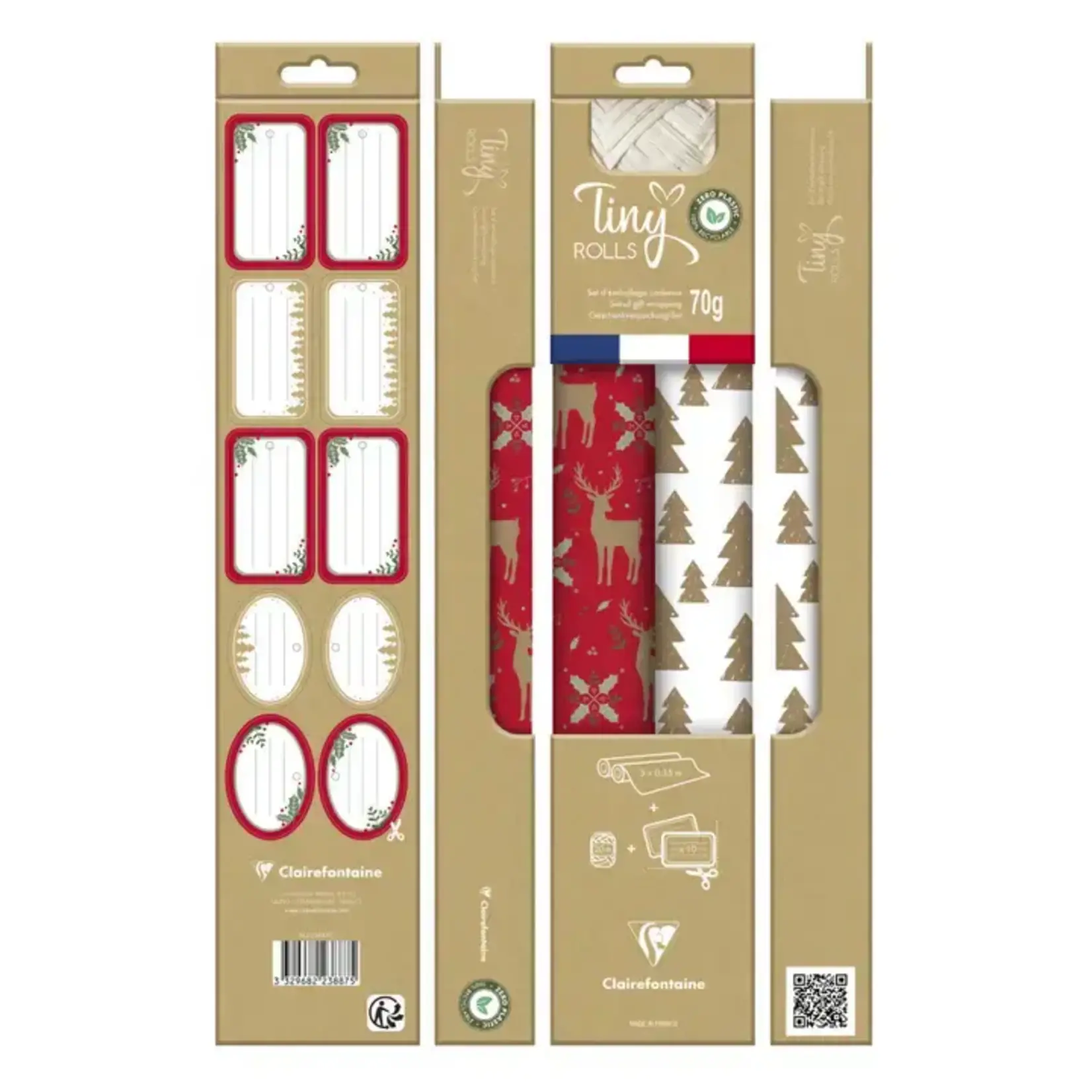 Set d'emballage cadeau - kraft rouge et blanc