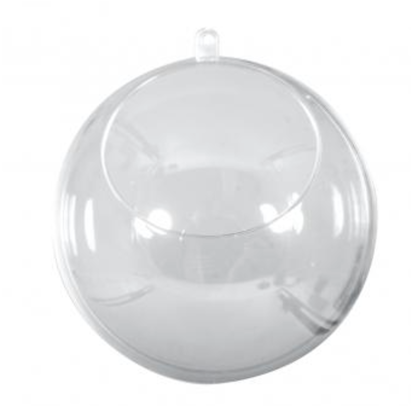 Boule en plastique, en 2 pces, 8cm ø, avec découpe ø4,5cm, cristal