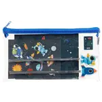 APLI Plumier transparent espace - 2crayons - 1 gomme - carnet - stickers