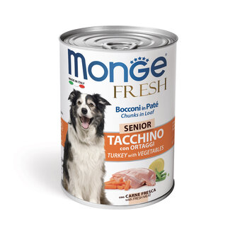 Monge Natural Superpremium Alimento para perros - Paté Senior con Trozos de Pavo y Verduras