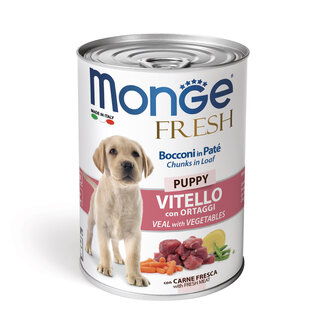 Monge Natural Superpremium Aliments pour chiens - Pâtée pour chiots aux morceaux de veau et légumes