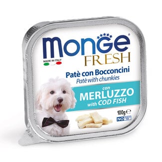 Monge Natural Superpremium Hundefutter - Pastete mit Stücken von frischem Kabeljau
