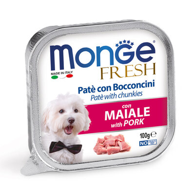 Hundefutter - Pastete mit frischen Schweinefleischstücken