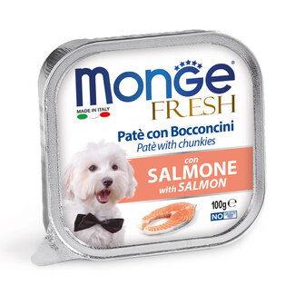 Monge Natural Superpremium Aliments pour chiens - Pâté avec Morceaux de Saumon Frais