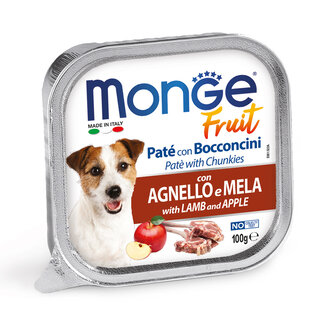 Monge Natural Superpremium Aliments pour chiens - Pâtée avec Morceaux d'Agneau Frais et Pomme