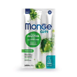 Monge Gift Snacks para perros - Barritas de entrenamiento para adultos de Pato con Espirulina