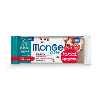 Monge Gift Friandises pour chiens - Barre de céréales Peau Sensible Adulte Saumon à la Grenade
