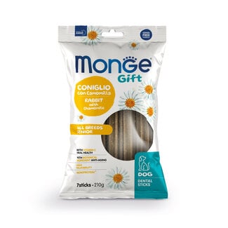 Monge Gift Snacks para perros - Barritas Dentales Senior Conejo con Manzanilla