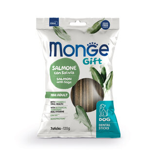 Monge Gift Dog Snacks - Dental Sticks Mini Adult Salmon with Sage