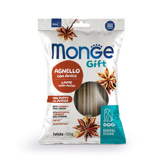 Monge Gift Friandises pour chiens - Bâtonnets Dentaires Mini Chiot & Junior Agneau à l'Anis