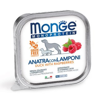 Monge Natural Superpremium Dog Food - Monoprotein Pâté 100% Duck with Raspberries - 150g