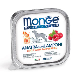 Monge Natural Superpremium Hundefutter - Monoprotein Pastete 100% Ente mit Himbeeren - 150gr