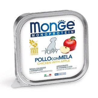 Monge Natural Superpremium Aliments pour chiens - Monoprotéine Pâtée pour Chiots 100% Poulet avec Pomme - 150g
