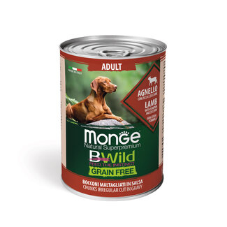 Monge Bwild Dog Food - Grain-Free Adult Lamb Chunks in Sauce with Pumpkin and Courgette