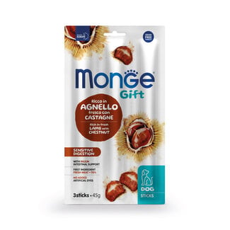 Monge Gift Snacks para perros - Sticks Digestión Sensible Adulto Cordero con Castaña