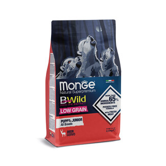 Monge Bwild Pienso para perros - Bajo en Cereales Cachorros y Jóvenes Ciervo - 15 kg
