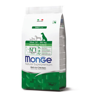 Monge Natural Superpremium Croquettes pour chiens - Maxi Chiot & Junior Riche en Poulet - 15 kg